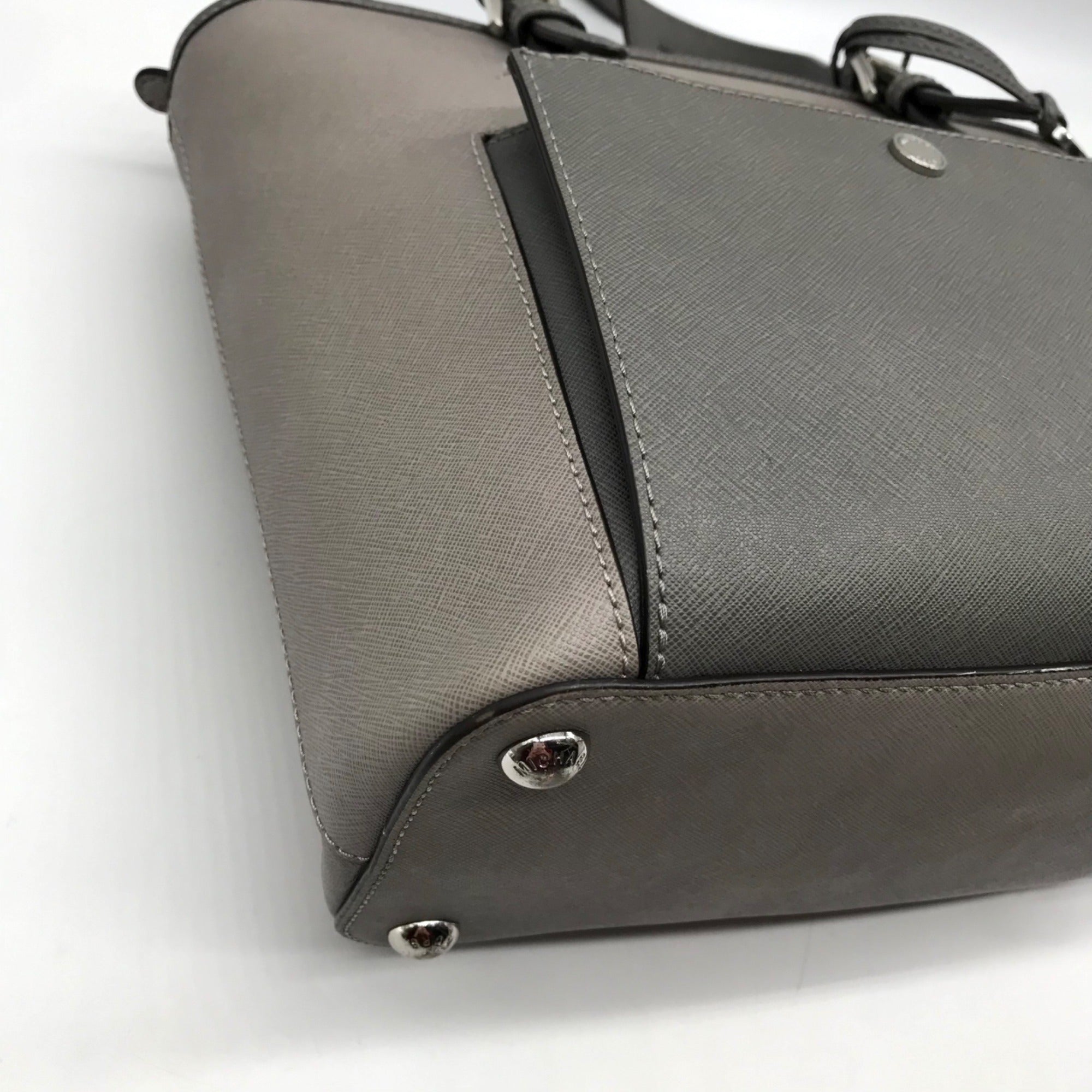 Michael Kors Gray Saffiano Leather Jet Set Pocket Tote Bag