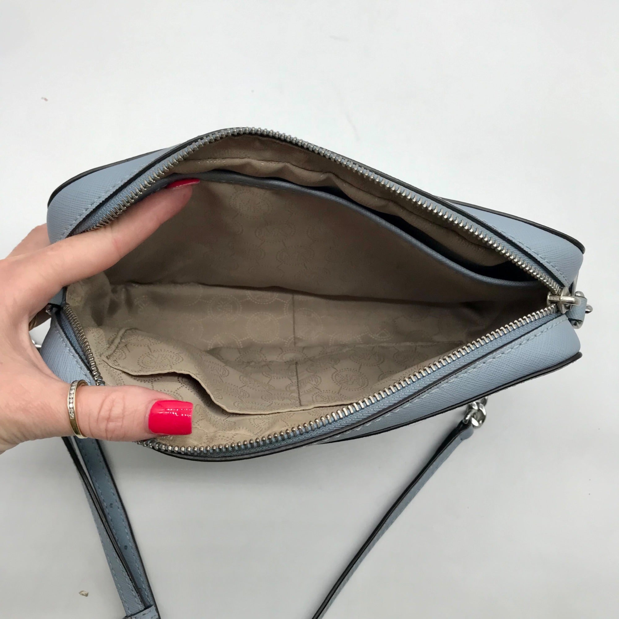 Michael Kors Jet Set Sky Blue East West Saffiano Leather Crossbody