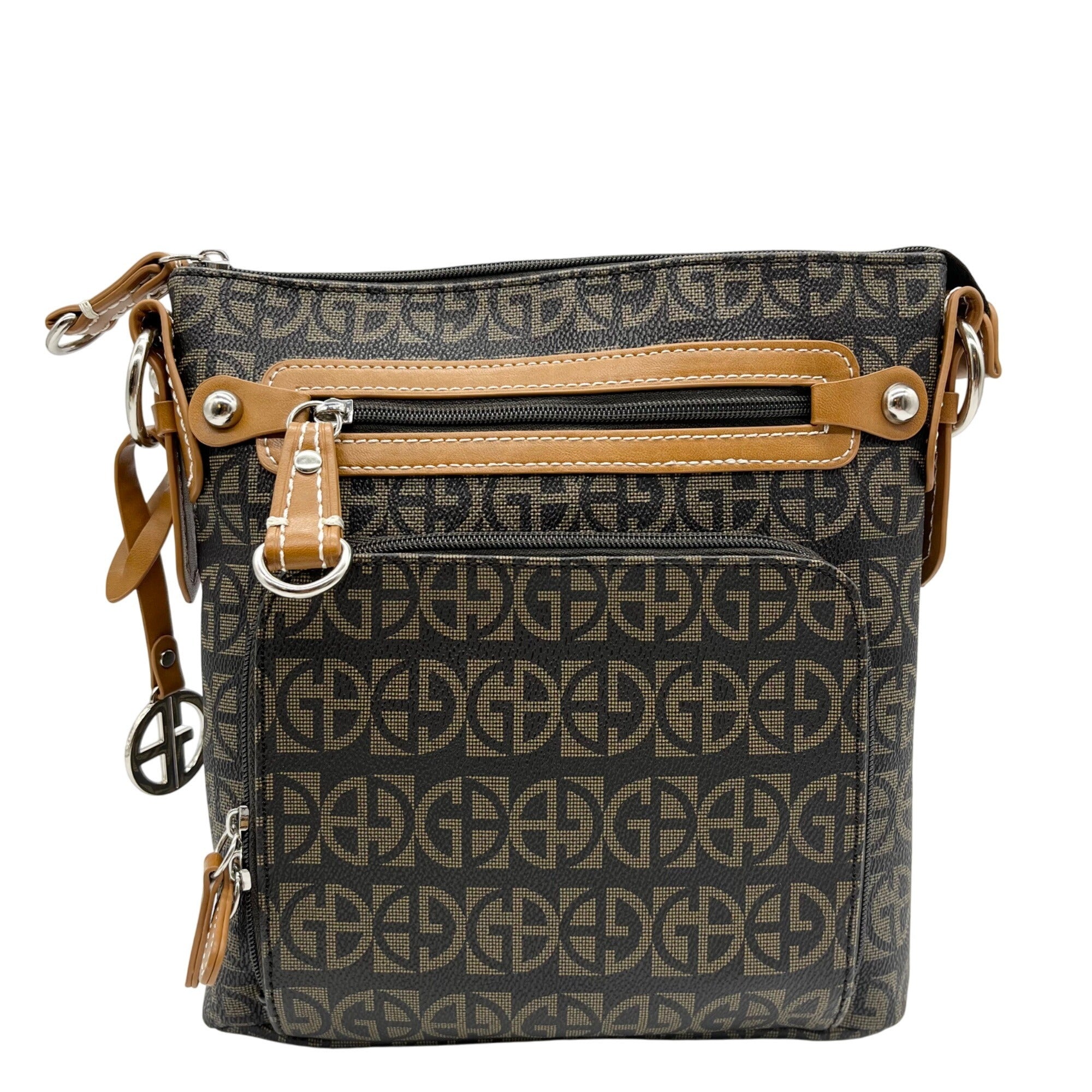 Giani Bernini Brown Block Signature Crossbody Bag