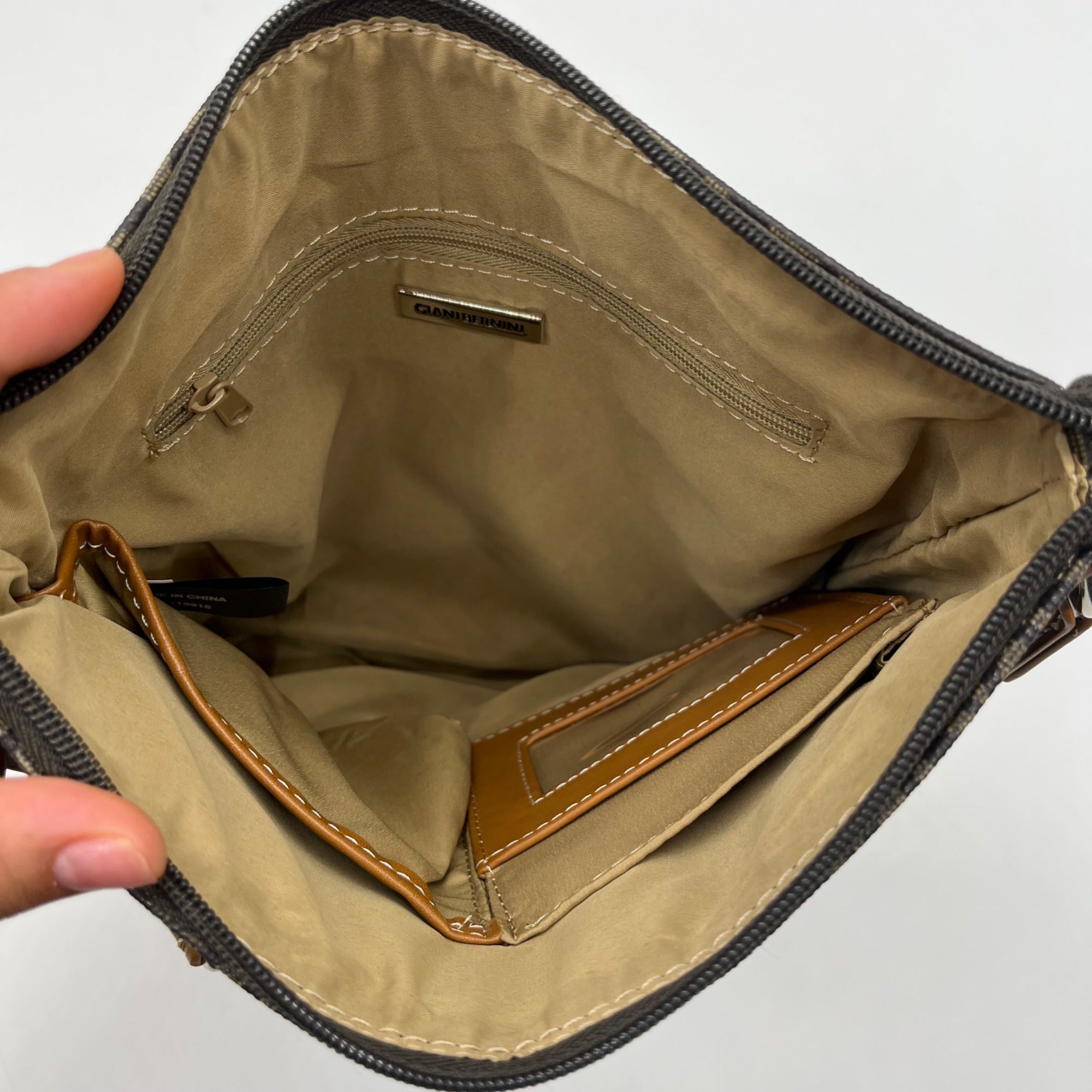 Giani Bernini Brown Block Signature Crossbody Bag