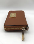 Michael Kors Brown Saffiano Leather Jet Set Zip Around Wallet