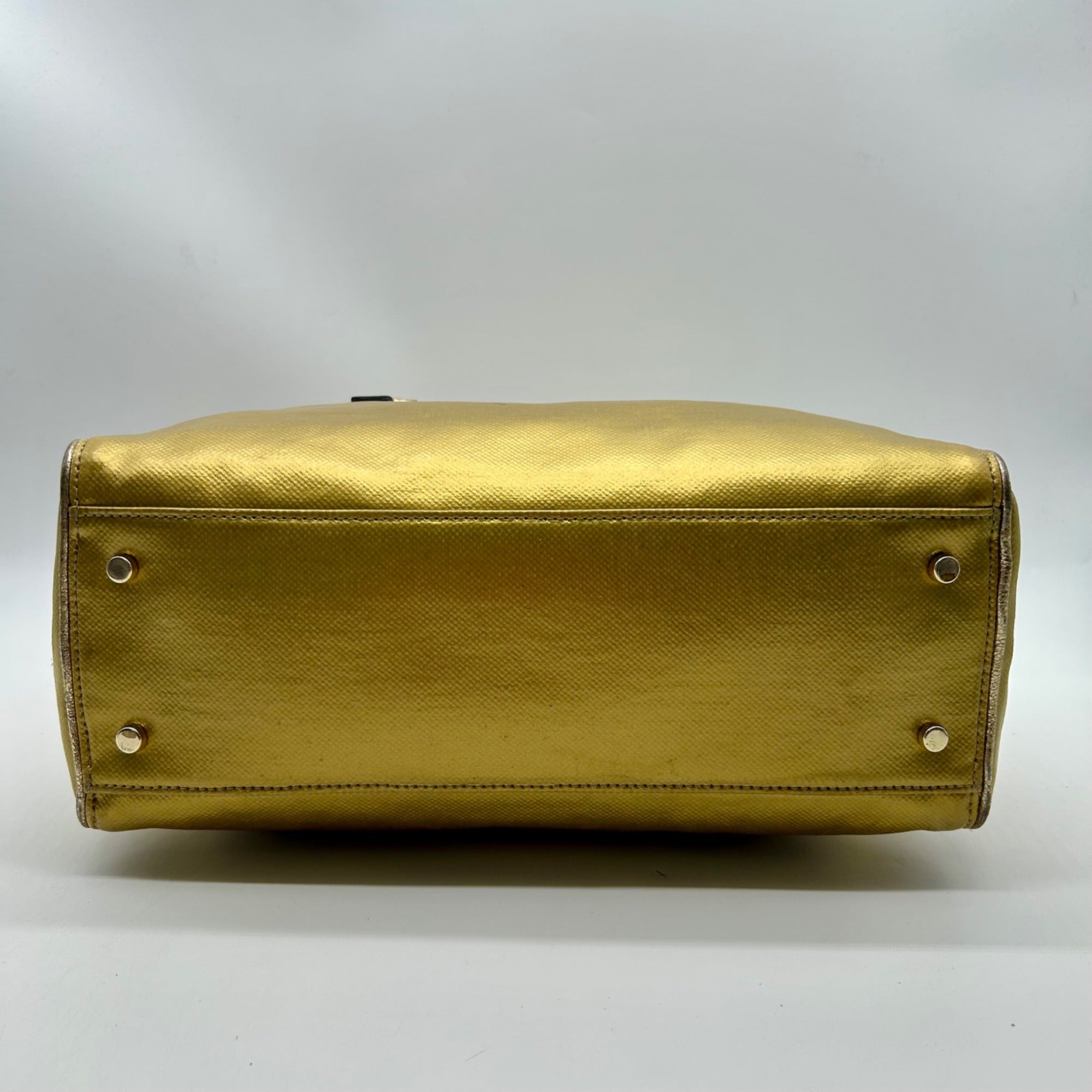 Kate Spade Beige Melinda Flicker Metallic Gold Satchel Bag