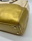 Kate Spade Beige Melinda Flicker Metallic Gold Satchel Bag