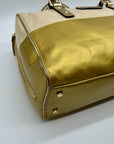 Kate Spade Beige Melinda Flicker Metallic Gold Satchel Bag