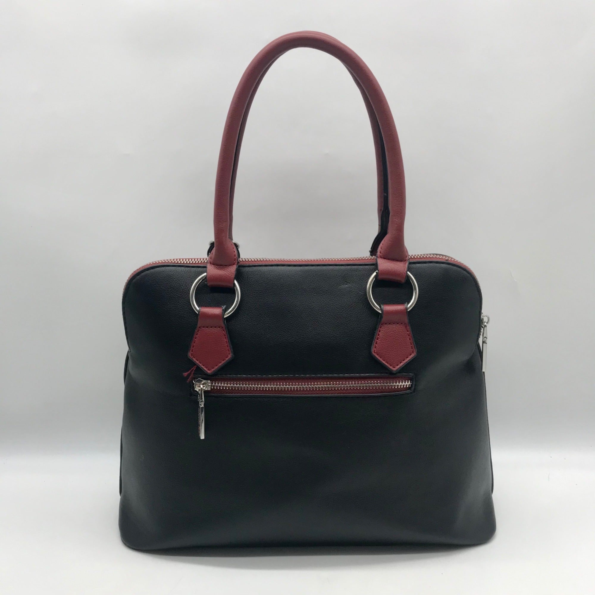 Nicole Lee Black Career Woman Faux Leather Dome Satchel