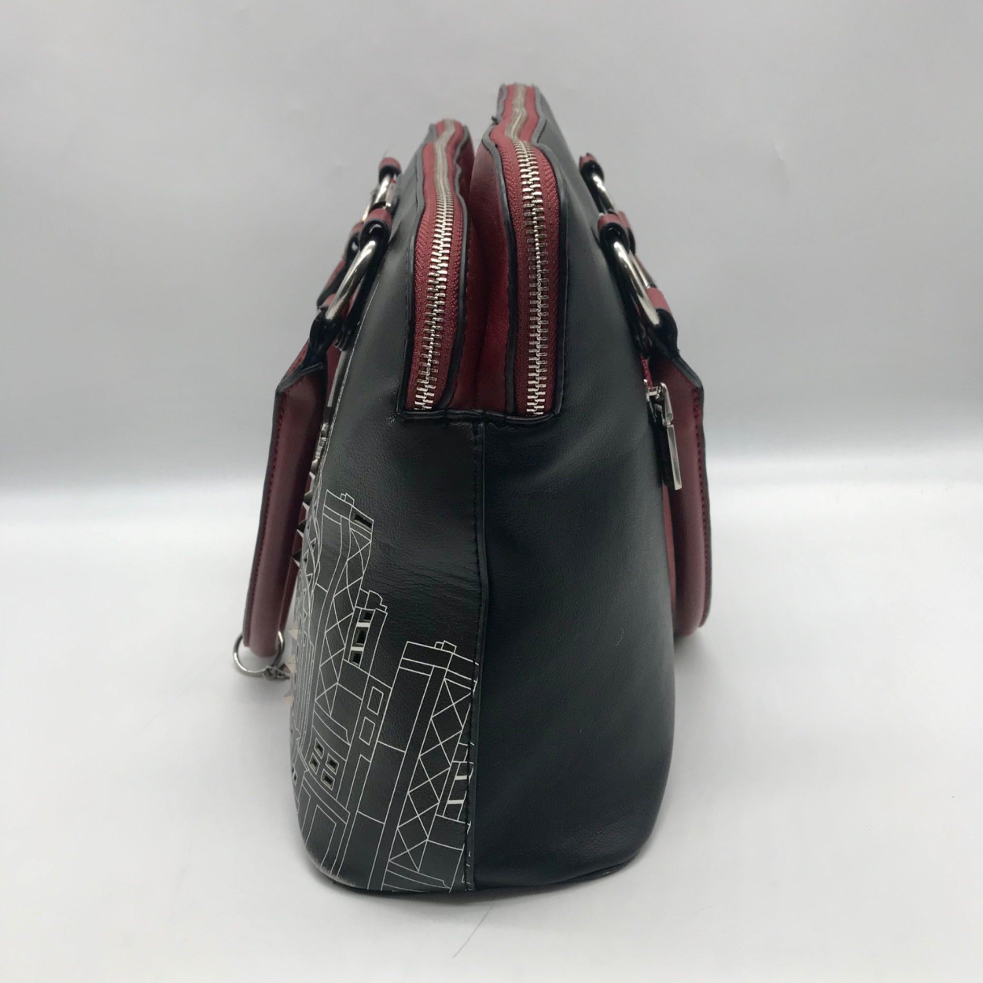 Nicole Lee Black Career Woman Faux Leather Dome Satchel