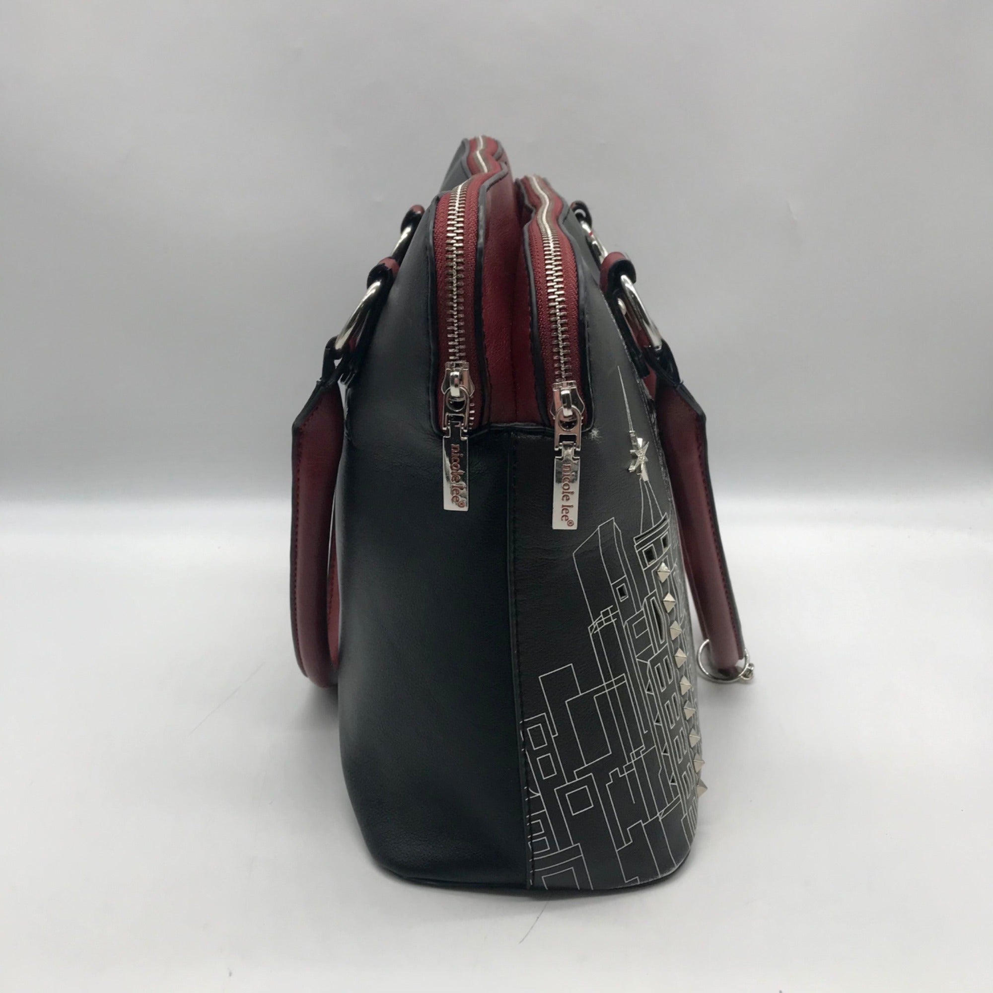 Nicole Lee Black Career Woman Faux Leather Dome Satchel
