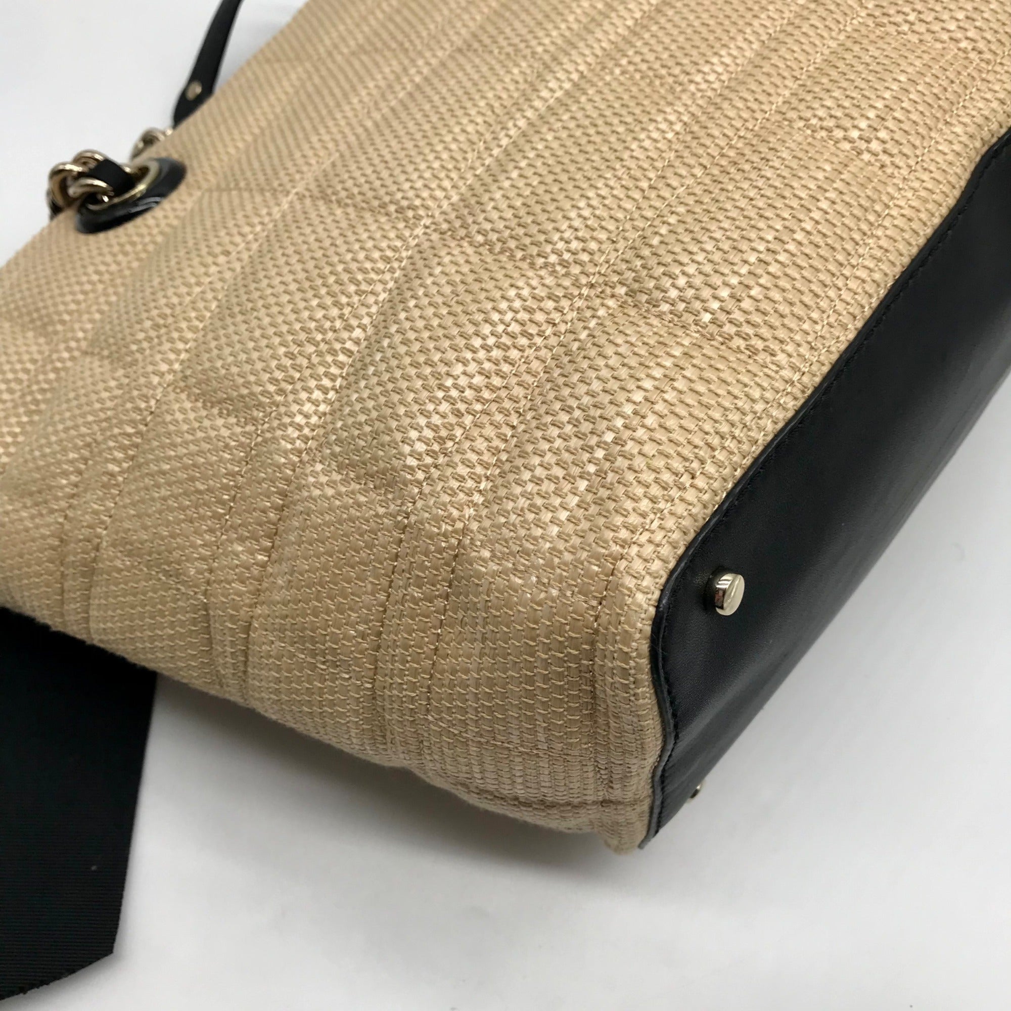 Kate Spade Tan Straw Coal Tote Bag