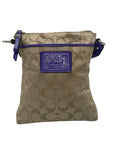 Coach Signature Khaki & Purple Poppy Crossbody Swingpack