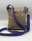 Coach Signature Khaki & Purple Poppy Crossbody Swingpack