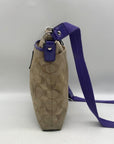 Coach Signature Khaki & Purple Poppy Crossbody Swingpack