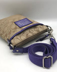 Coach Signature Khaki & Purple Poppy Crossbody Swingpack