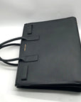 Anne Klein Black Faux Saffiano Leather Large Tote Bag Set