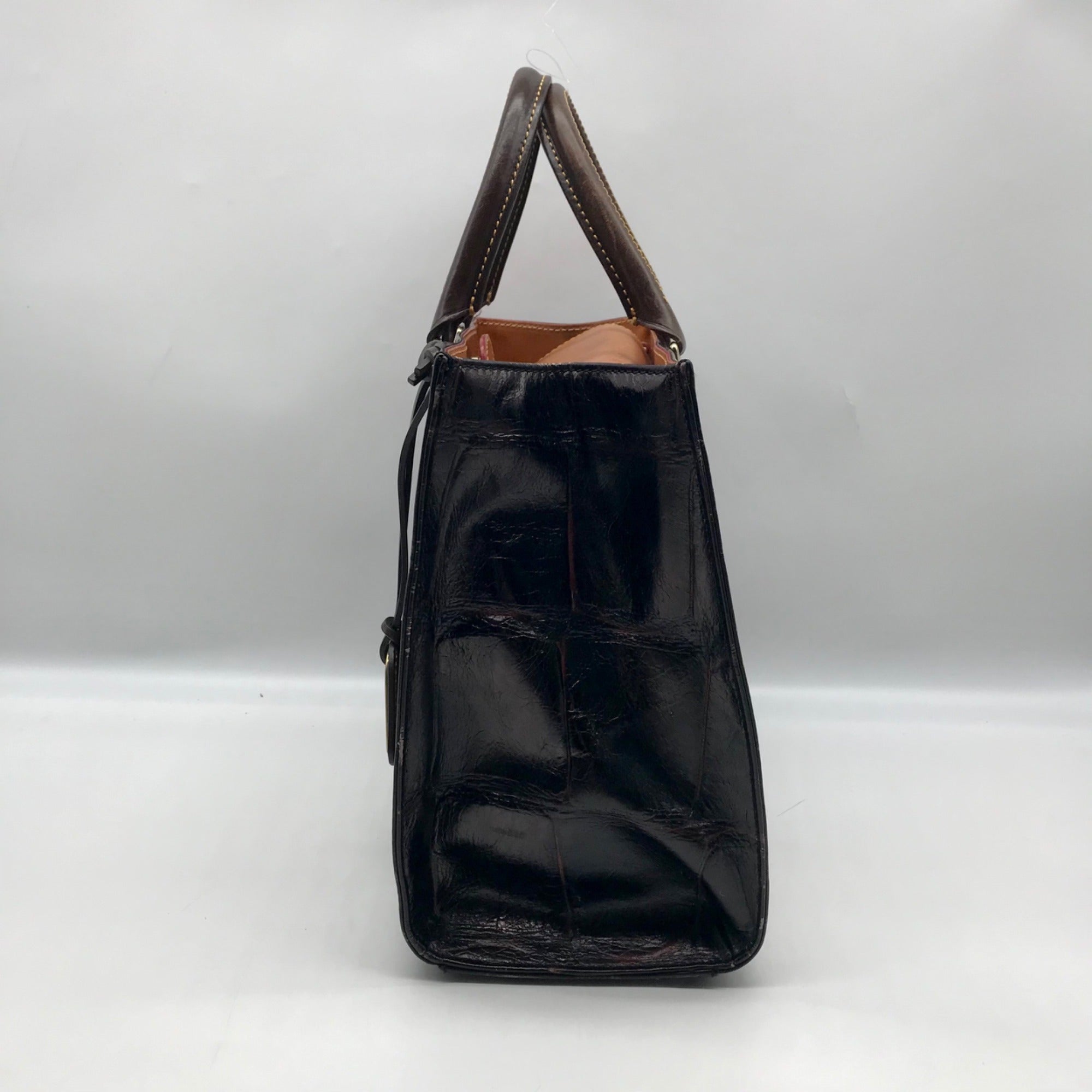 Dooney &amp; Bourke Brown Croc Embossed Leather Janine Convertible Satchel