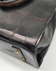 Dooney & Bourke Brown Croc Embossed Leather Janine Convertible Satchel