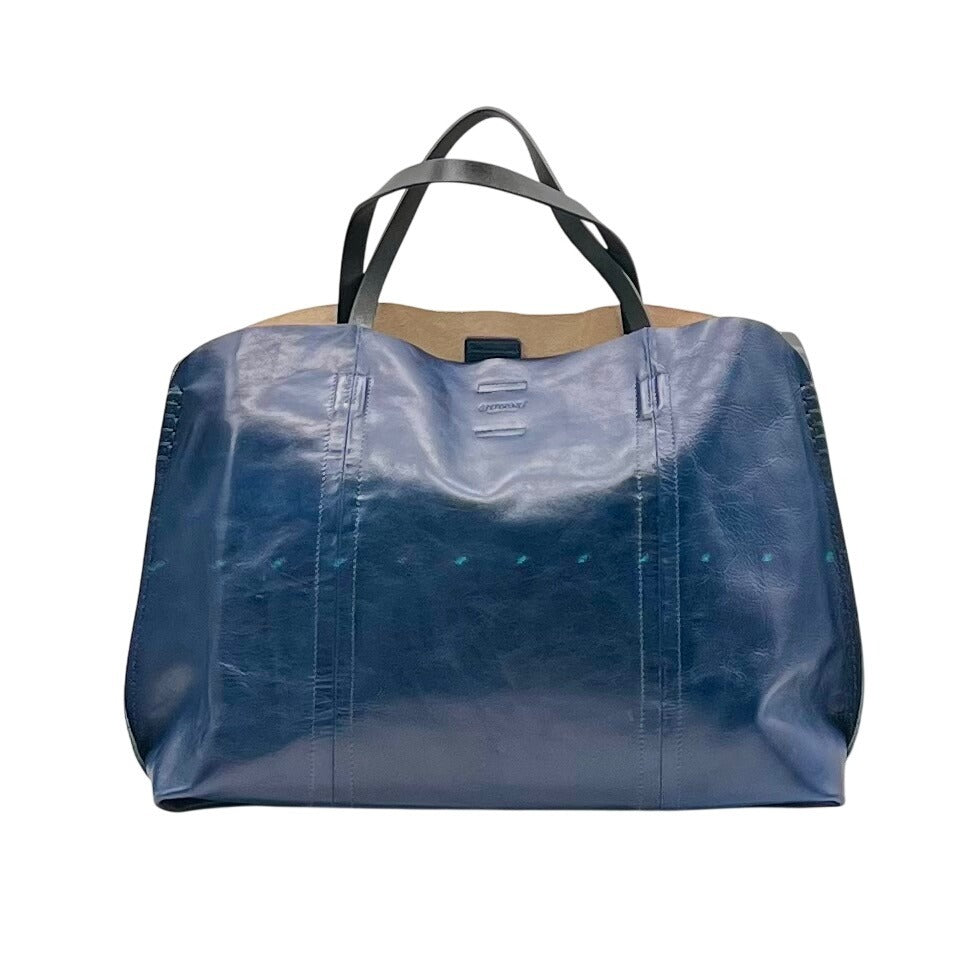 Old Trend Navy Blue Slouchy Leather Forest Island Tote Bag