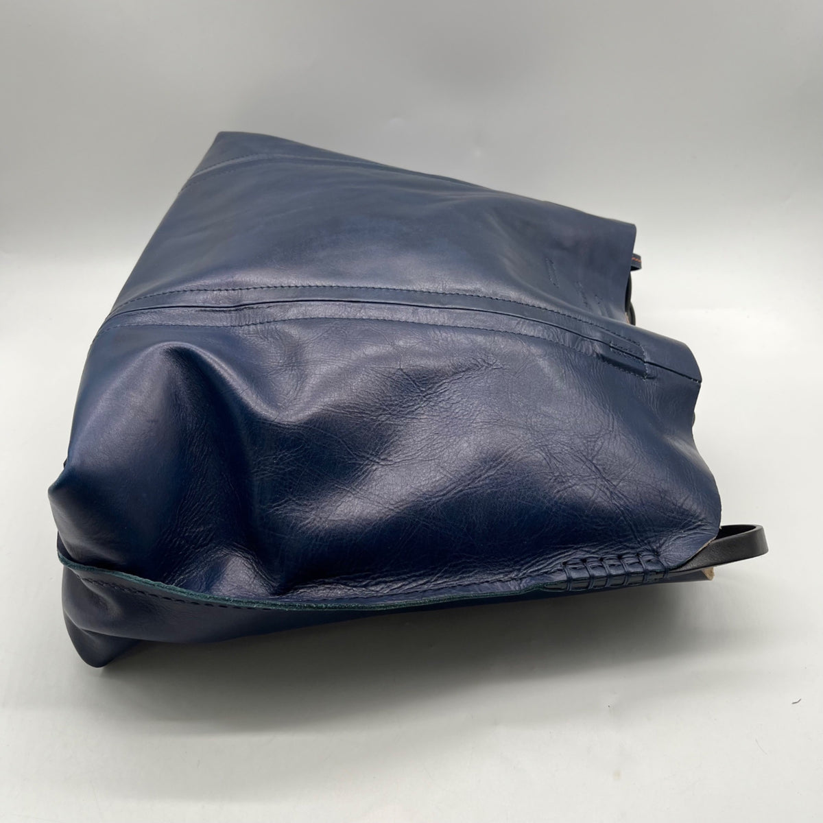 Old Trend Navy Blue Slouchy Leather Forest Island Tote Bag