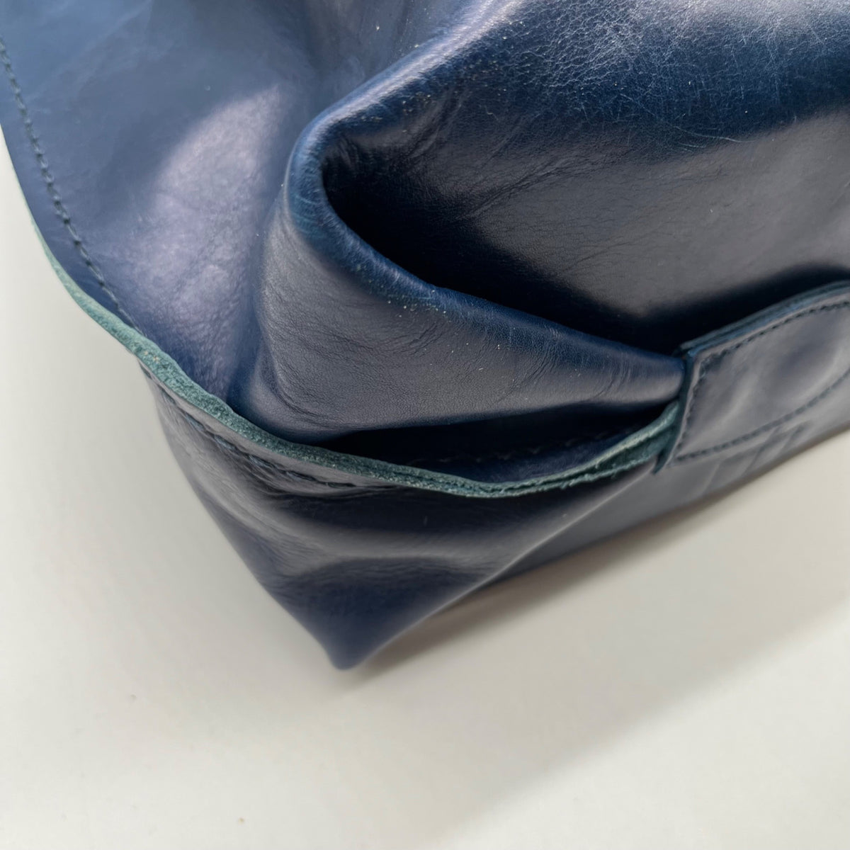 Old Trend Navy Blue Slouchy Leather Forest Island Tote Bag