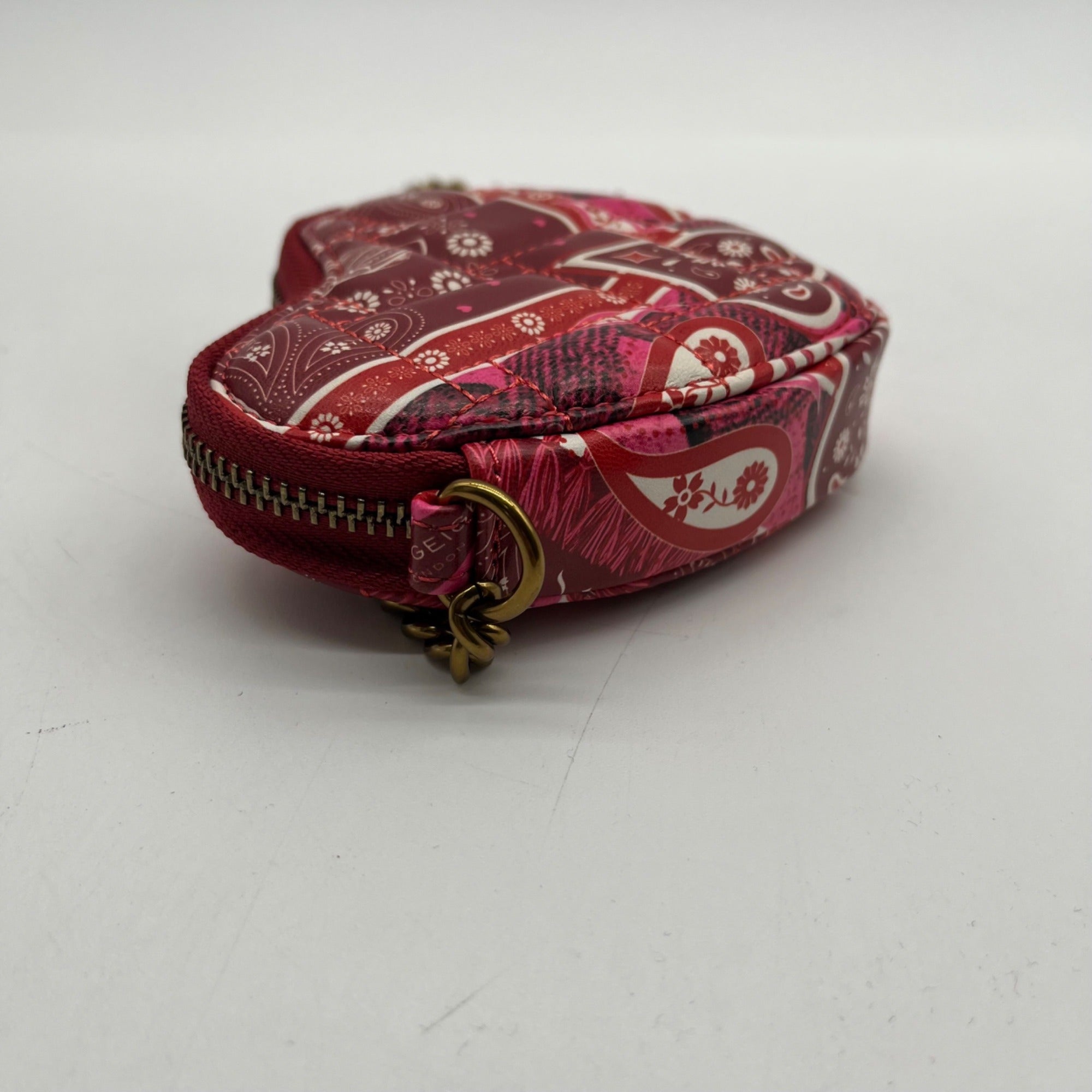 Red Paisely Kurt Geiger London Micro Heart Crossbody Bag