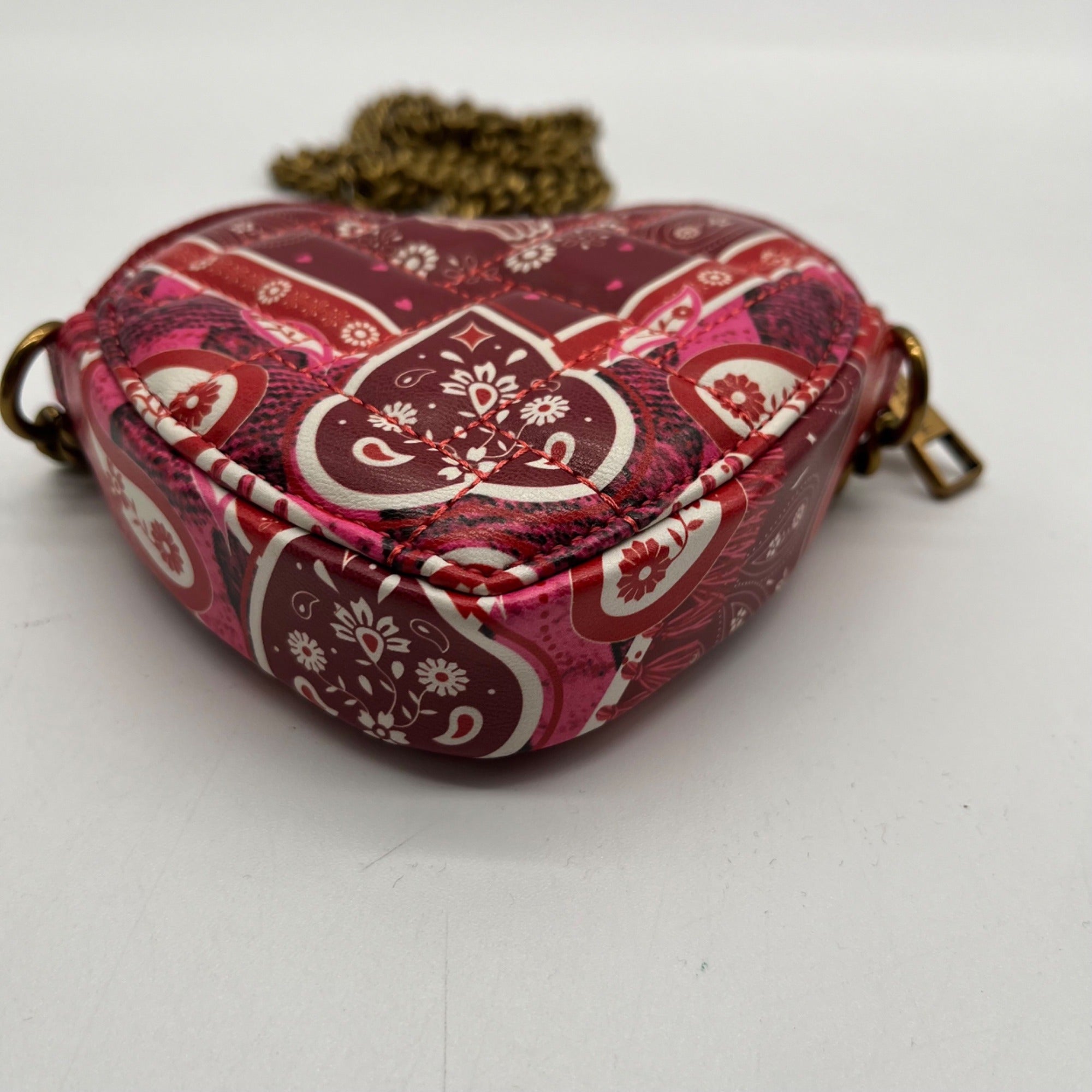 Red Paisely Kurt Geiger London Micro Heart Crossbody Bag