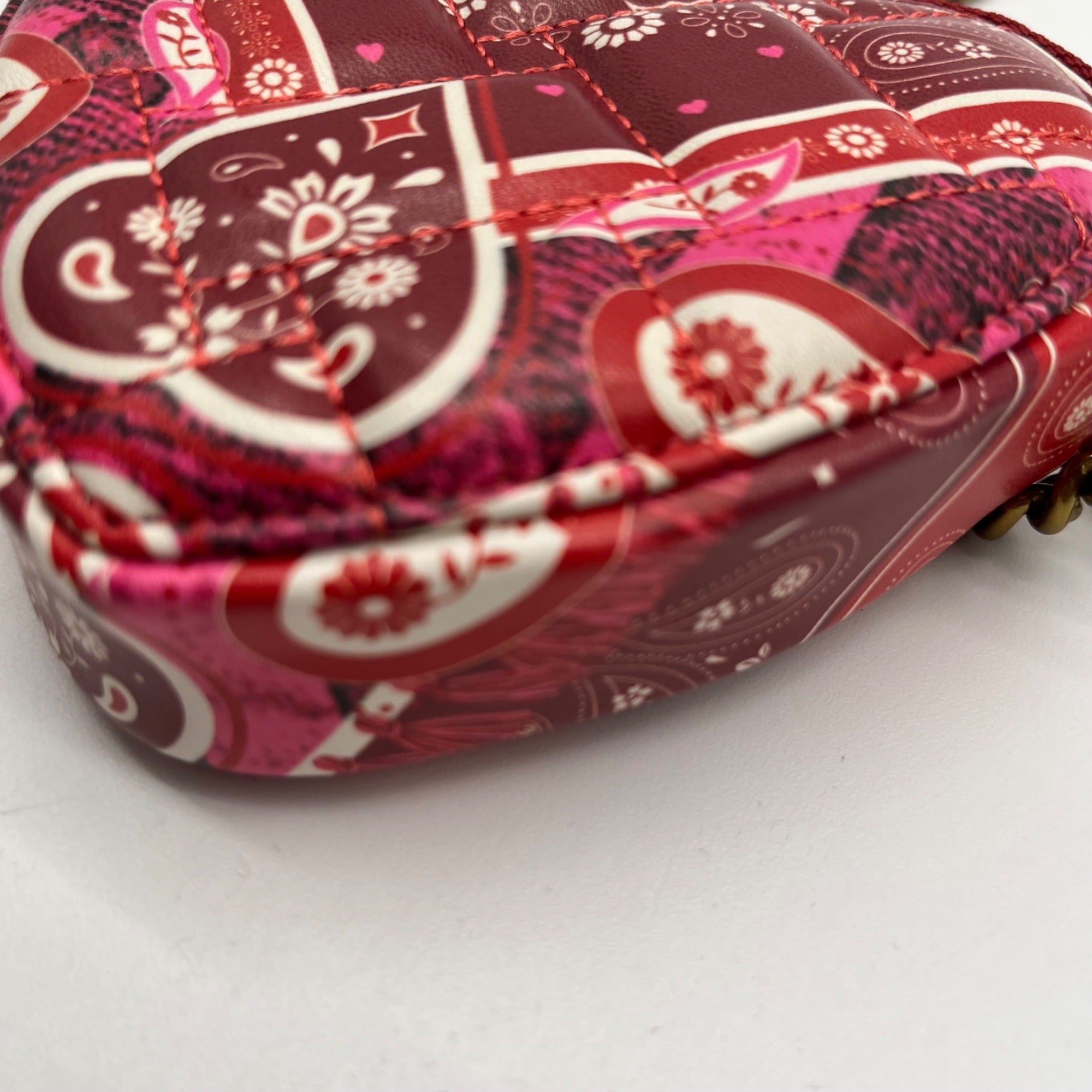 Red Paisely Kurt Geiger London Micro Heart Crossbody Bag