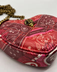 Red Paisely Kurt Geiger London Micro Heart Crossbody Bag