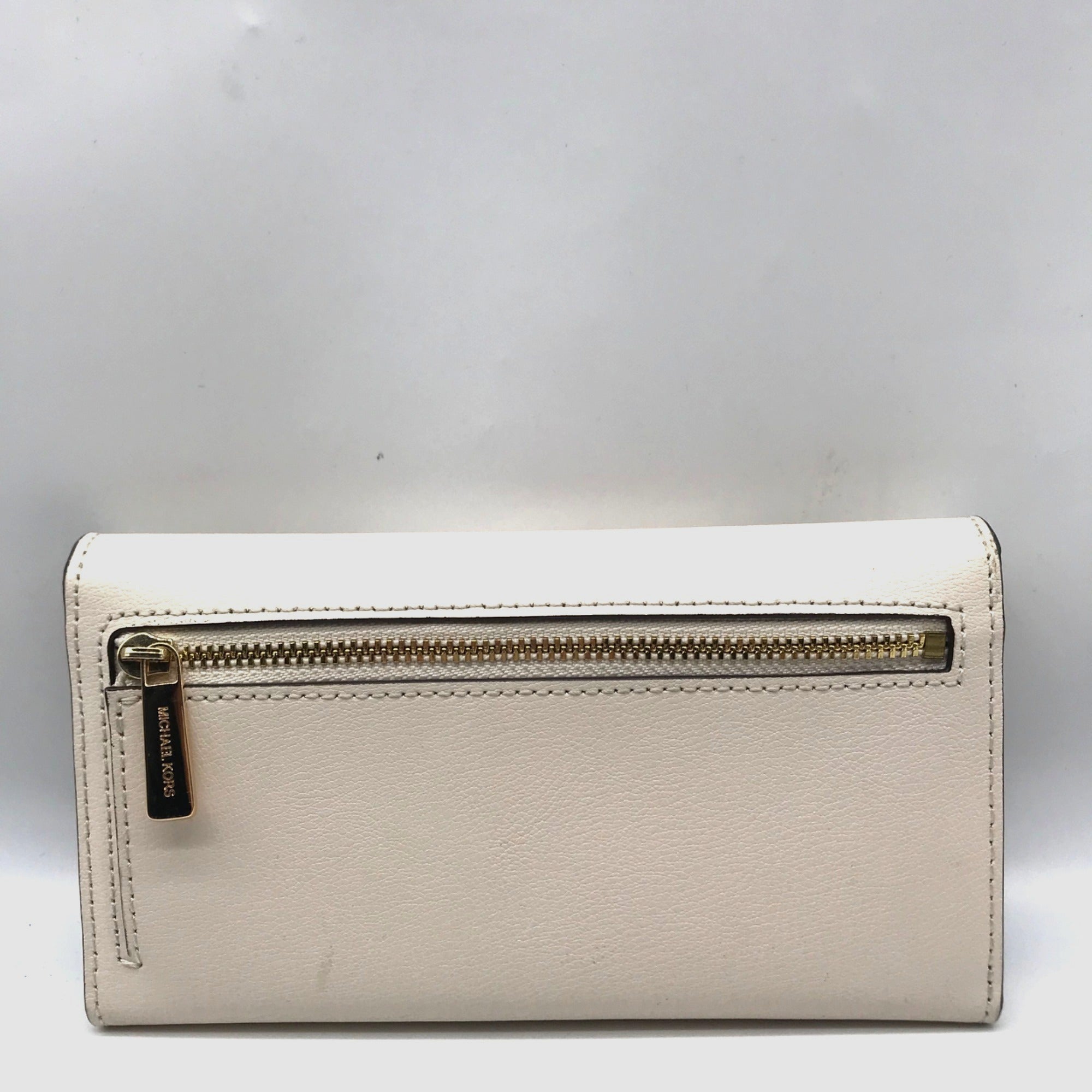 Michael Kors Ivory Crossgrain Leather Jet Set Tri-Fold Wallet