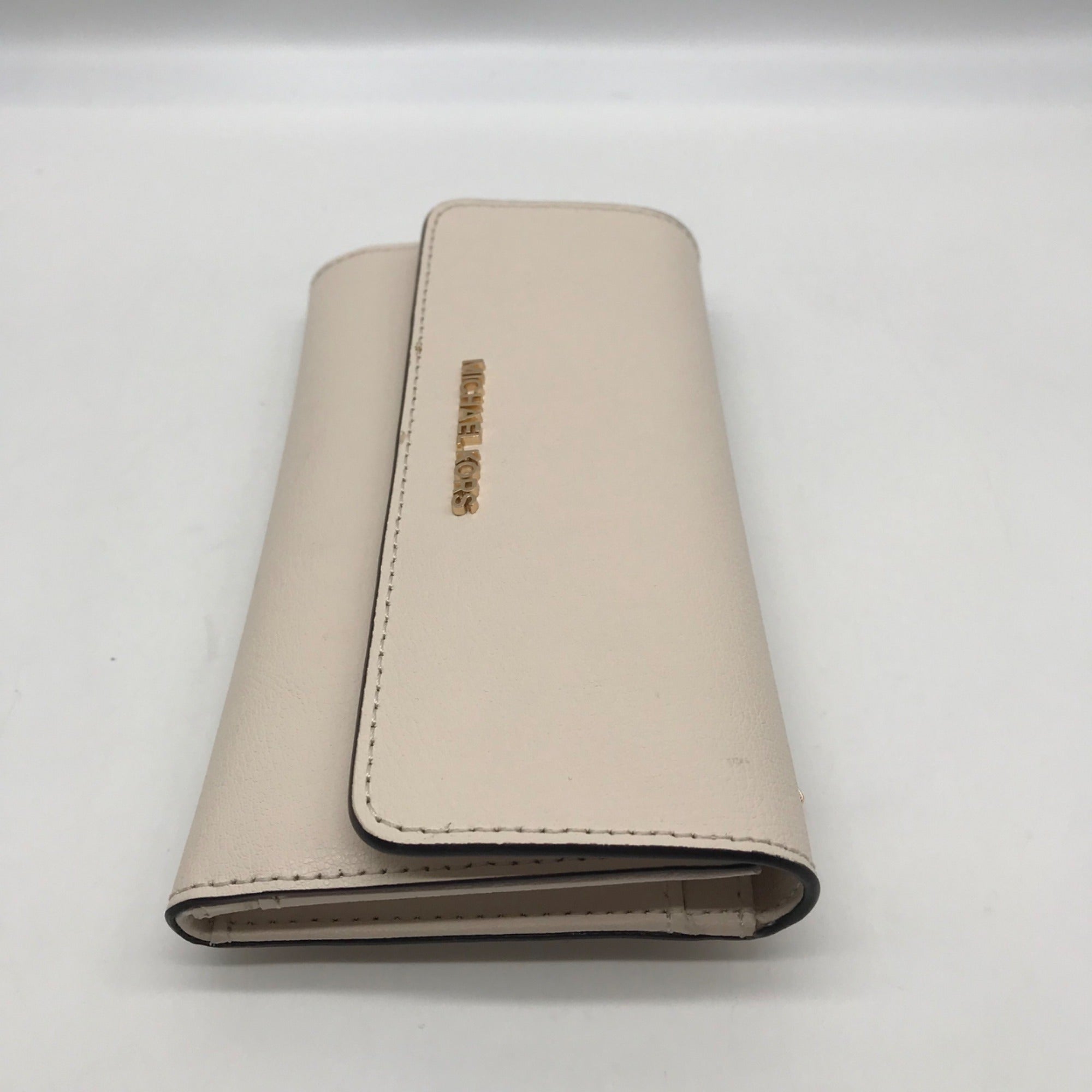 Michael Kors Ivory Crossgrain Leather Jet Set Tri-Fold Wallet