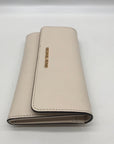 Michael Kors Ivory Crossgrain Leather Jet Set Tri-Fold Wallet