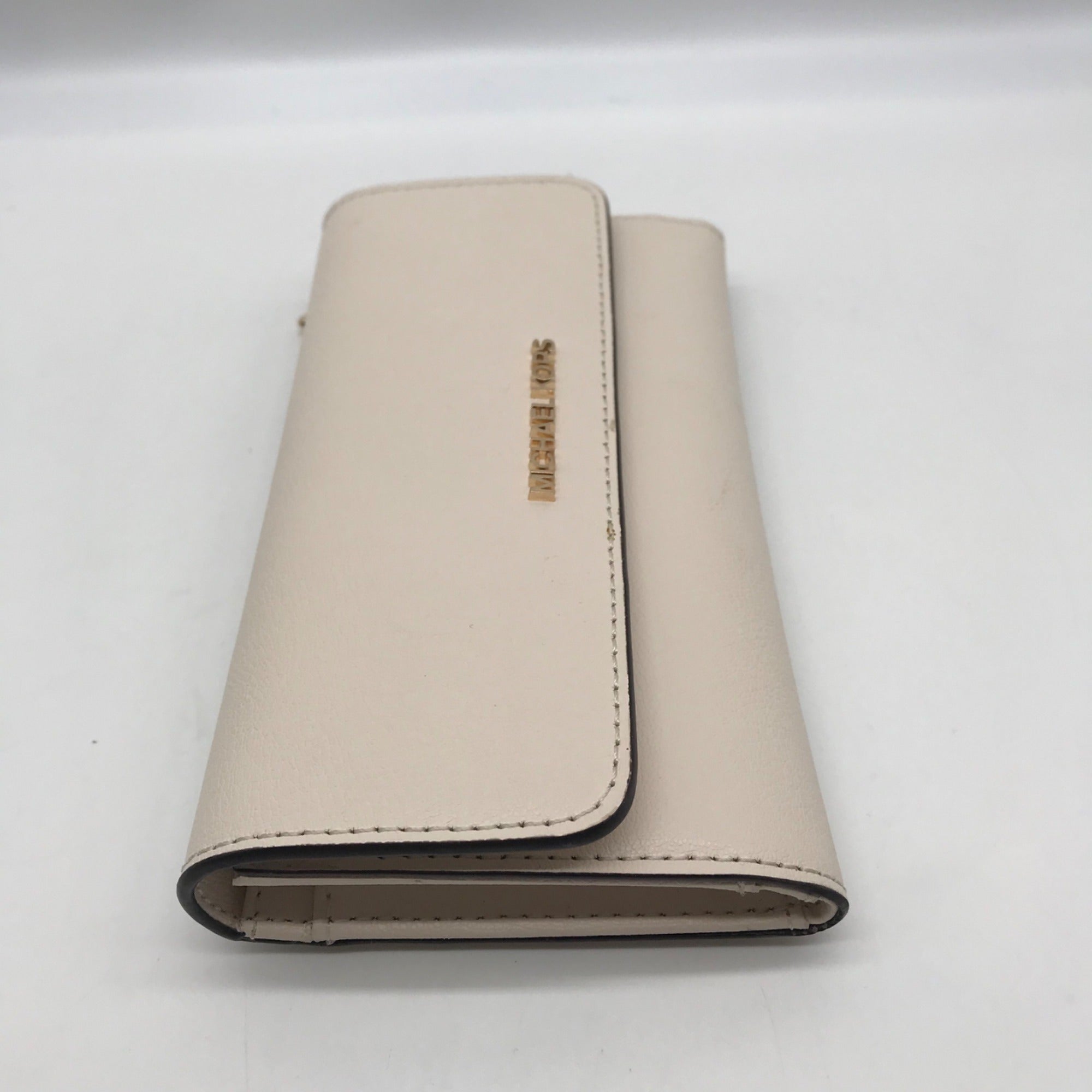 Michael Kors Ivory Crossgrain Leather Jet Set Tri-Fold Wallet