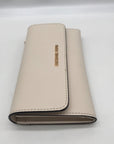 Michael Kors Ivory Crossgrain Leather Jet Set Tri-Fold Wallet
