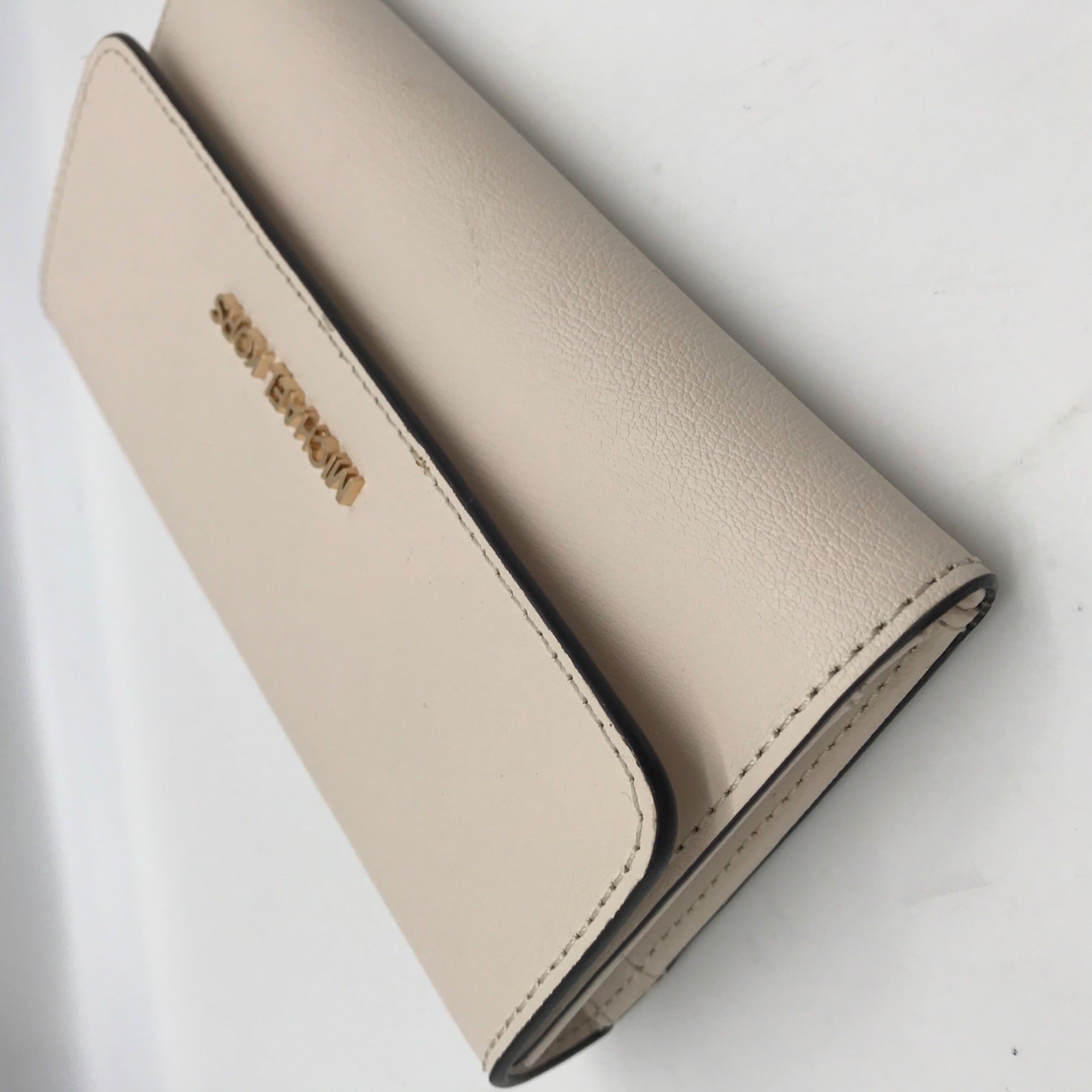 Michael Kors Ivory Crossgrain Leather Jet Set Tri-Fold Wallet