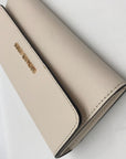 Michael Kors Ivory Crossgrain Leather Jet Set Tri-Fold Wallet