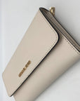 Michael Kors Ivory Crossgrain Leather Jet Set Tri-Fold Wallet