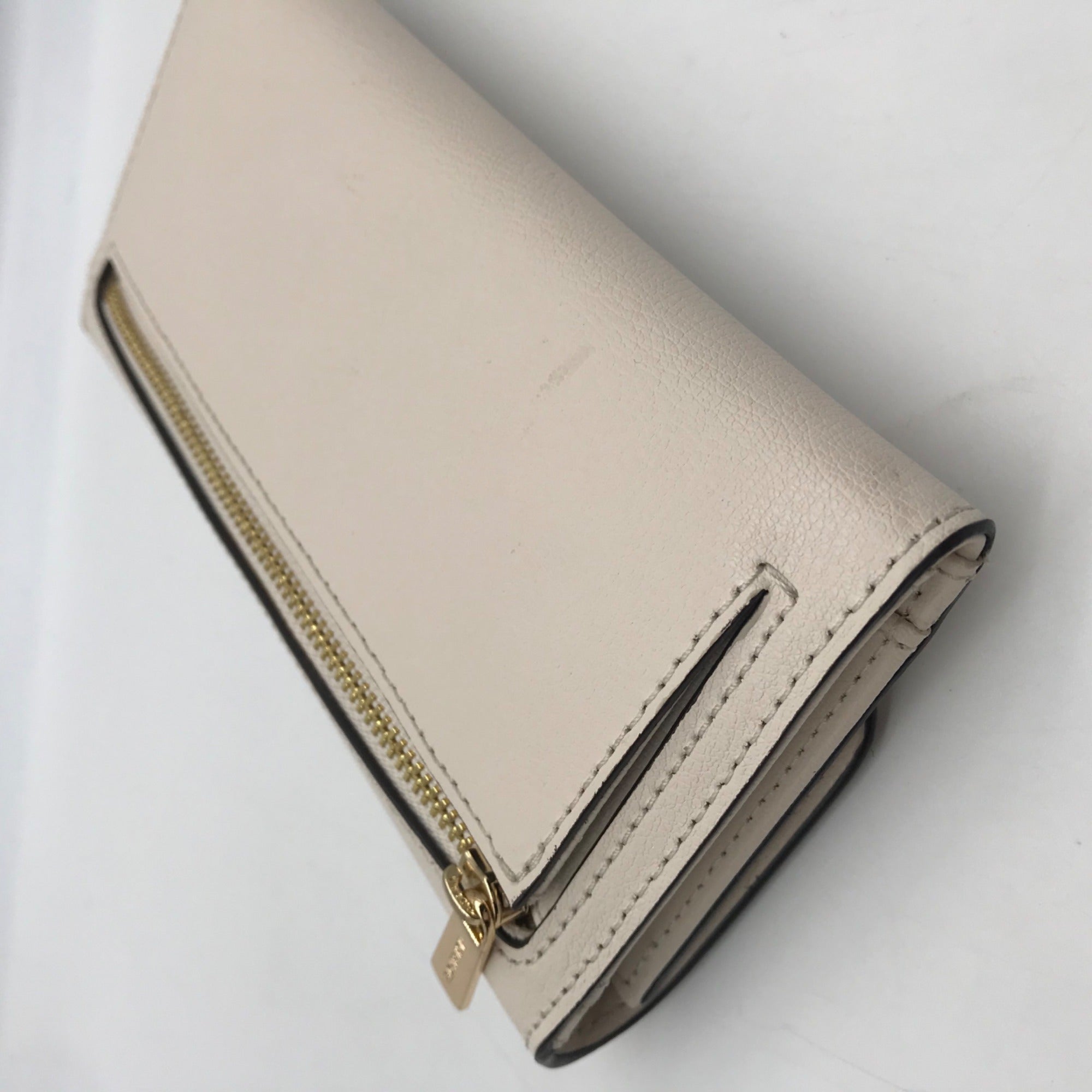 Michael Kors Ivory Crossgrain Leather Jet Set Tri-Fold Wallet