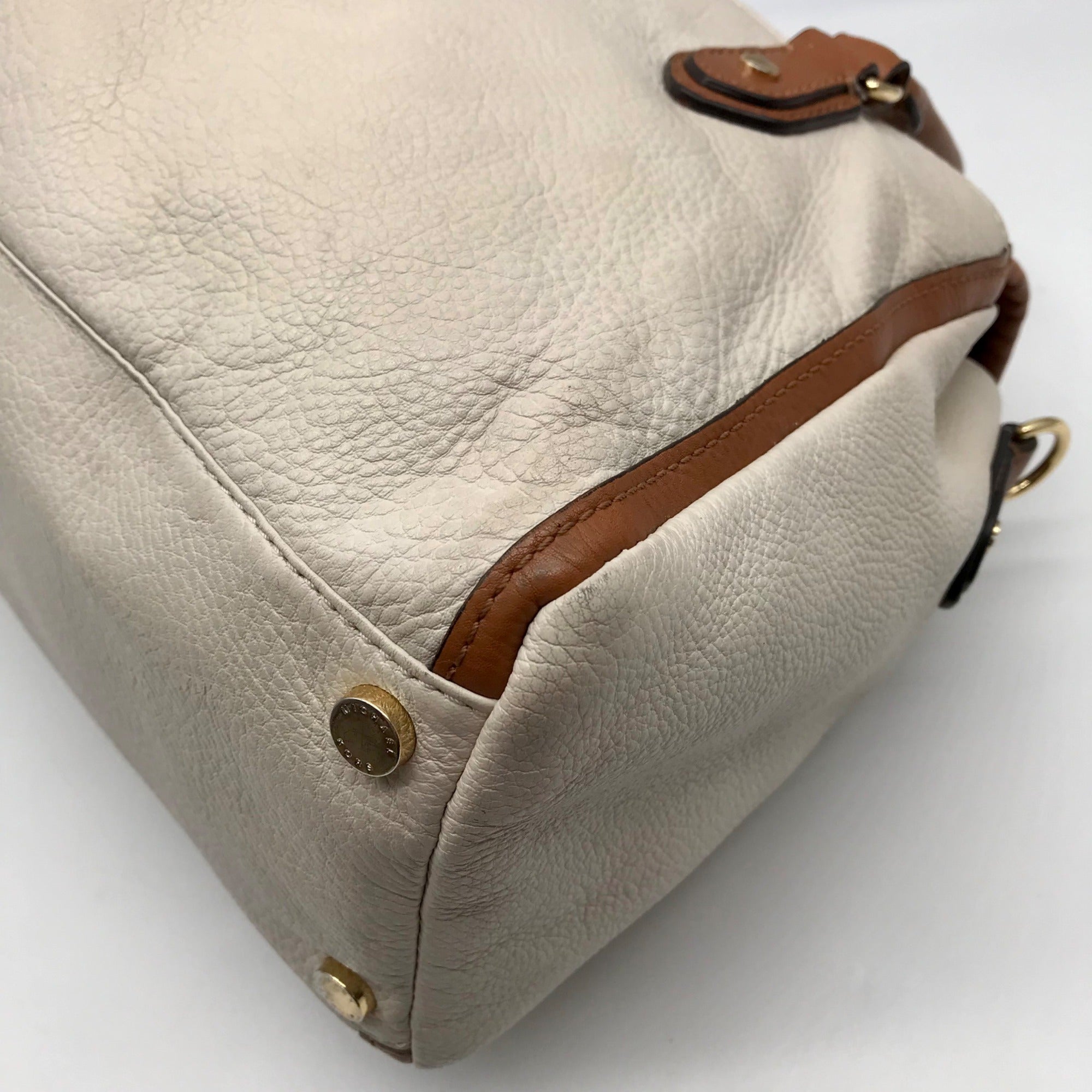 Michael Kors Beige &amp; Brown Leather Margo Satchel