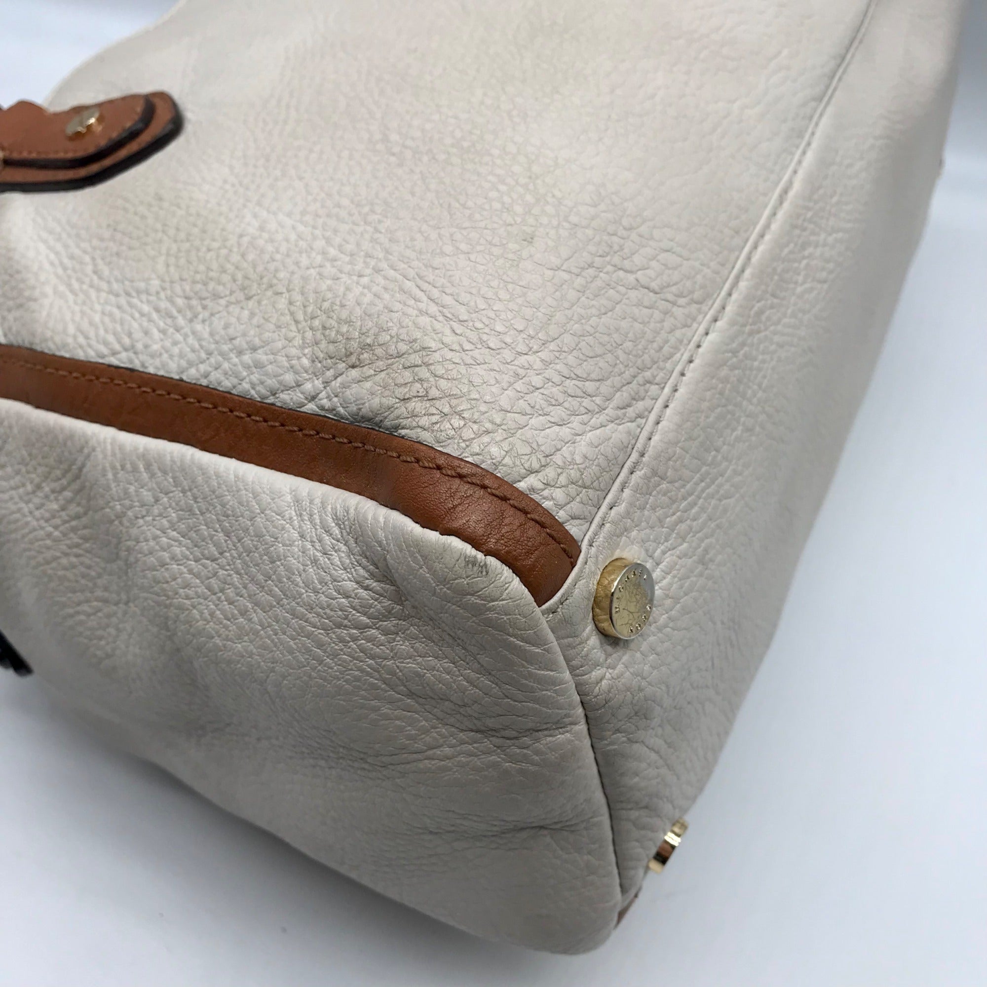 Michael Kors Beige &amp; Brown Leather Margo Satchel