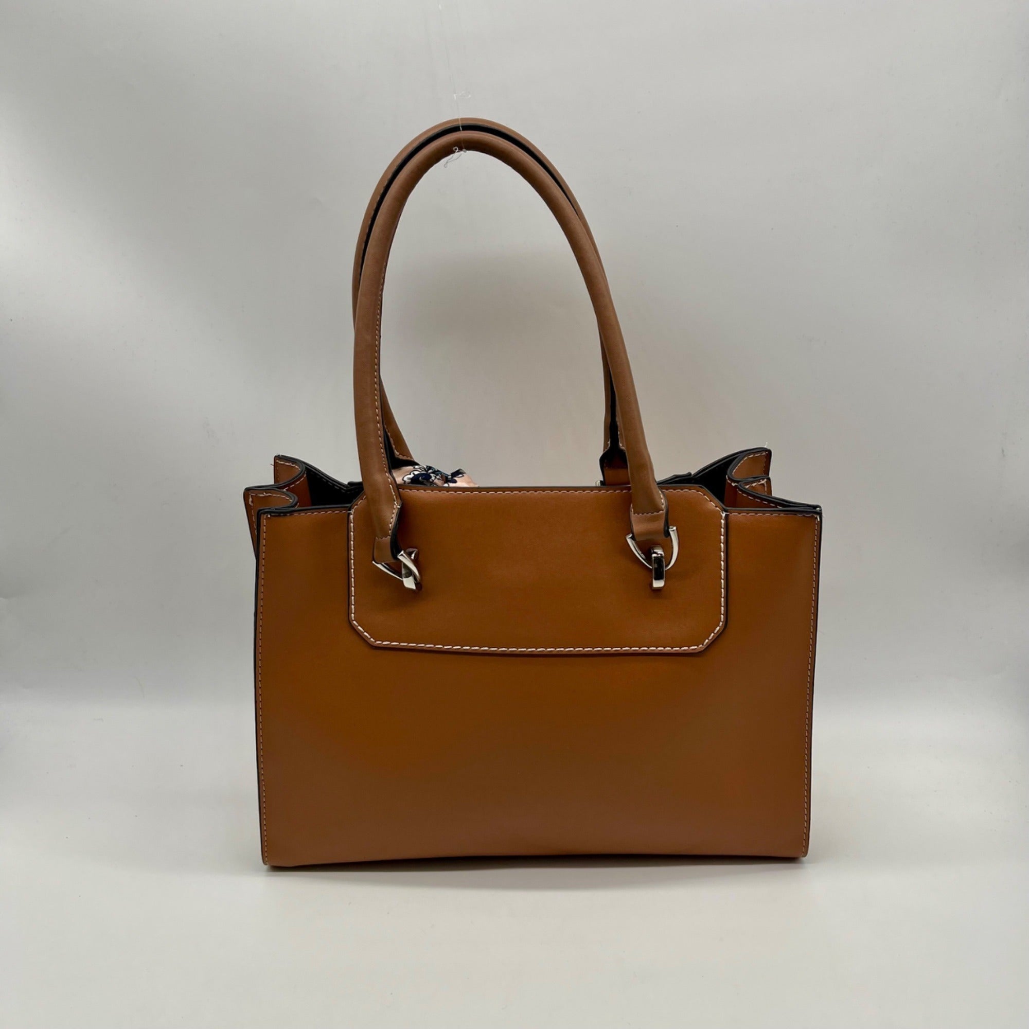 London Fog Brown Belmont Satchel Bag with Removable Paisley