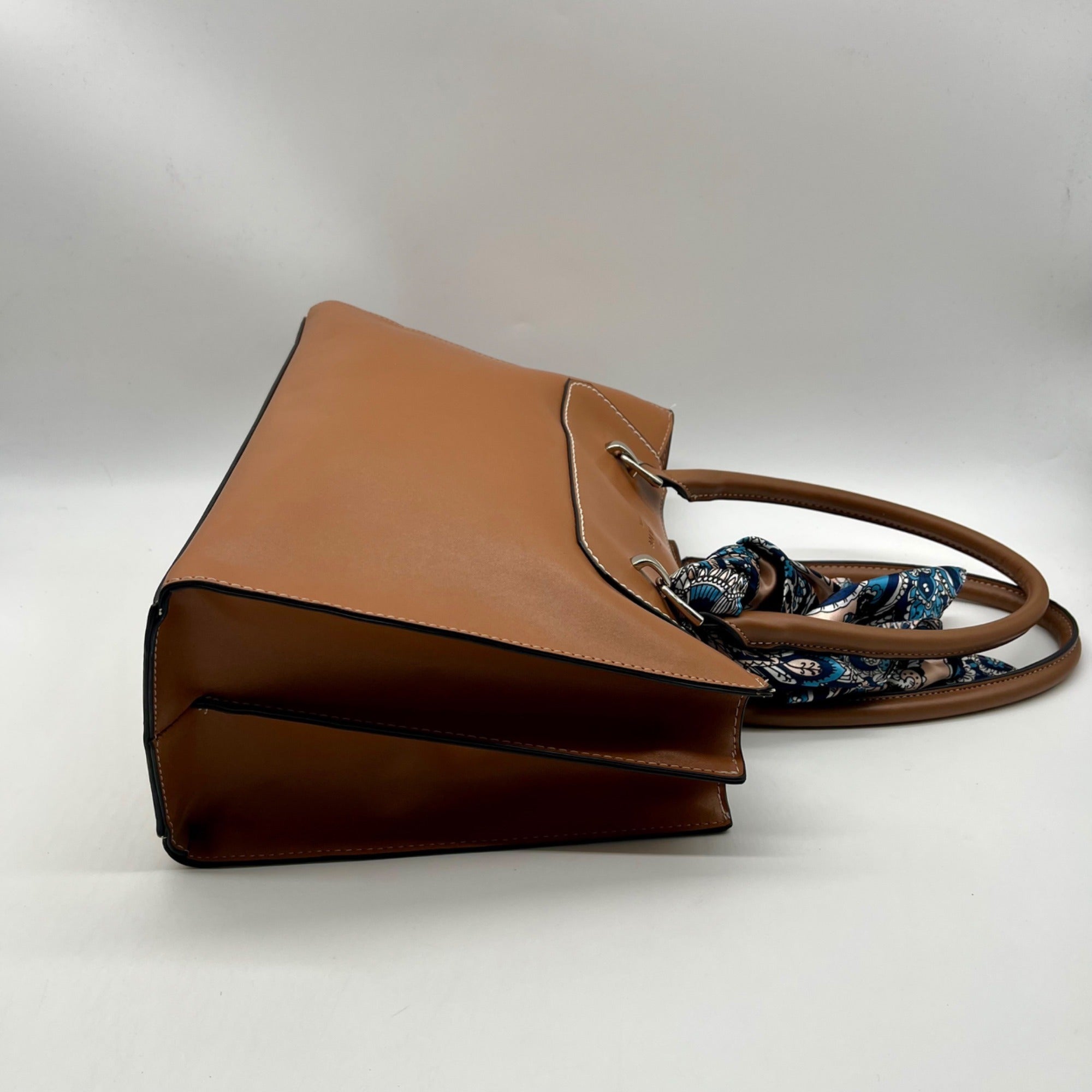 London Fog Brown Belmont Satchel Bag with Removable Paisley