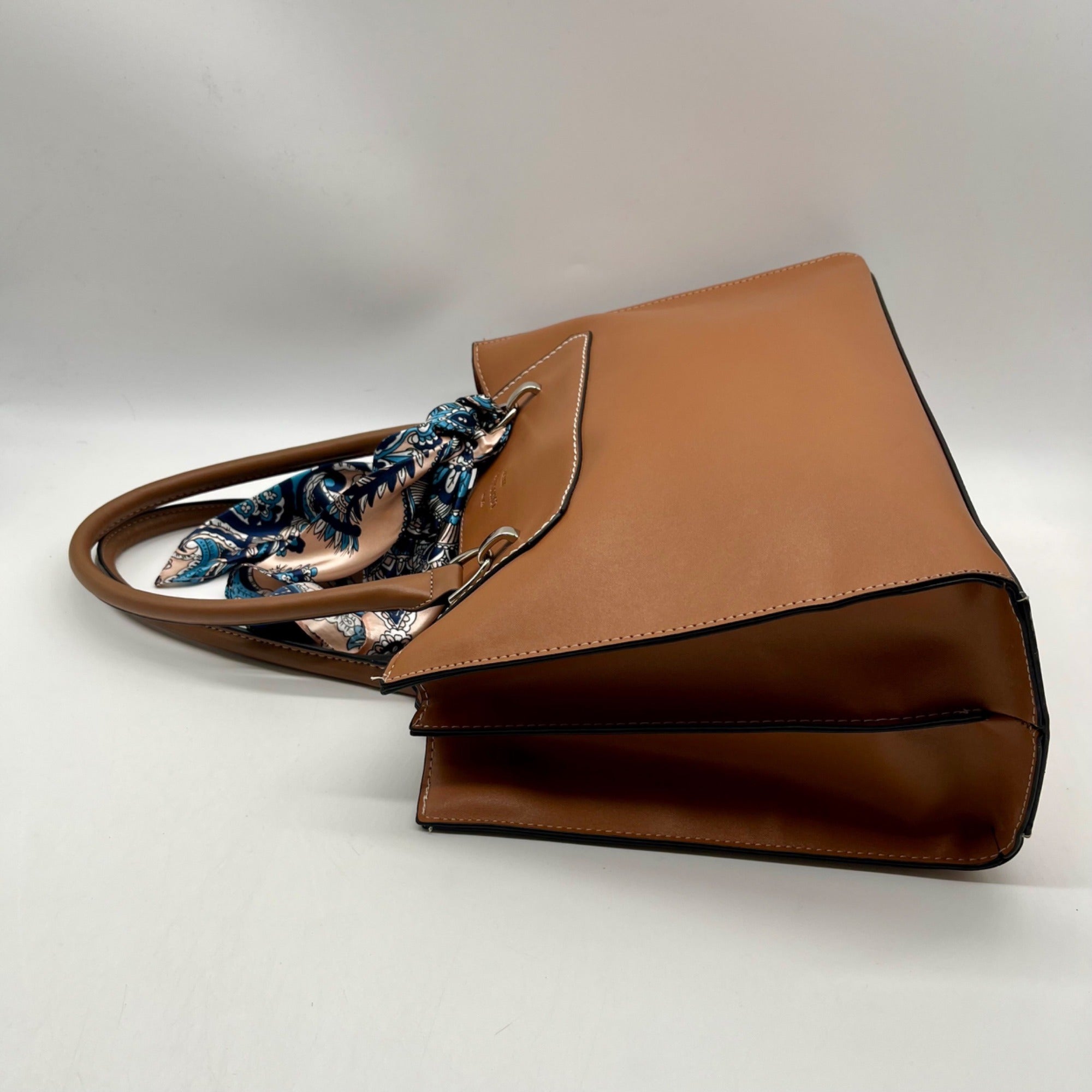 London Fog Brown Belmont Satchel Bag with Removable Paisley