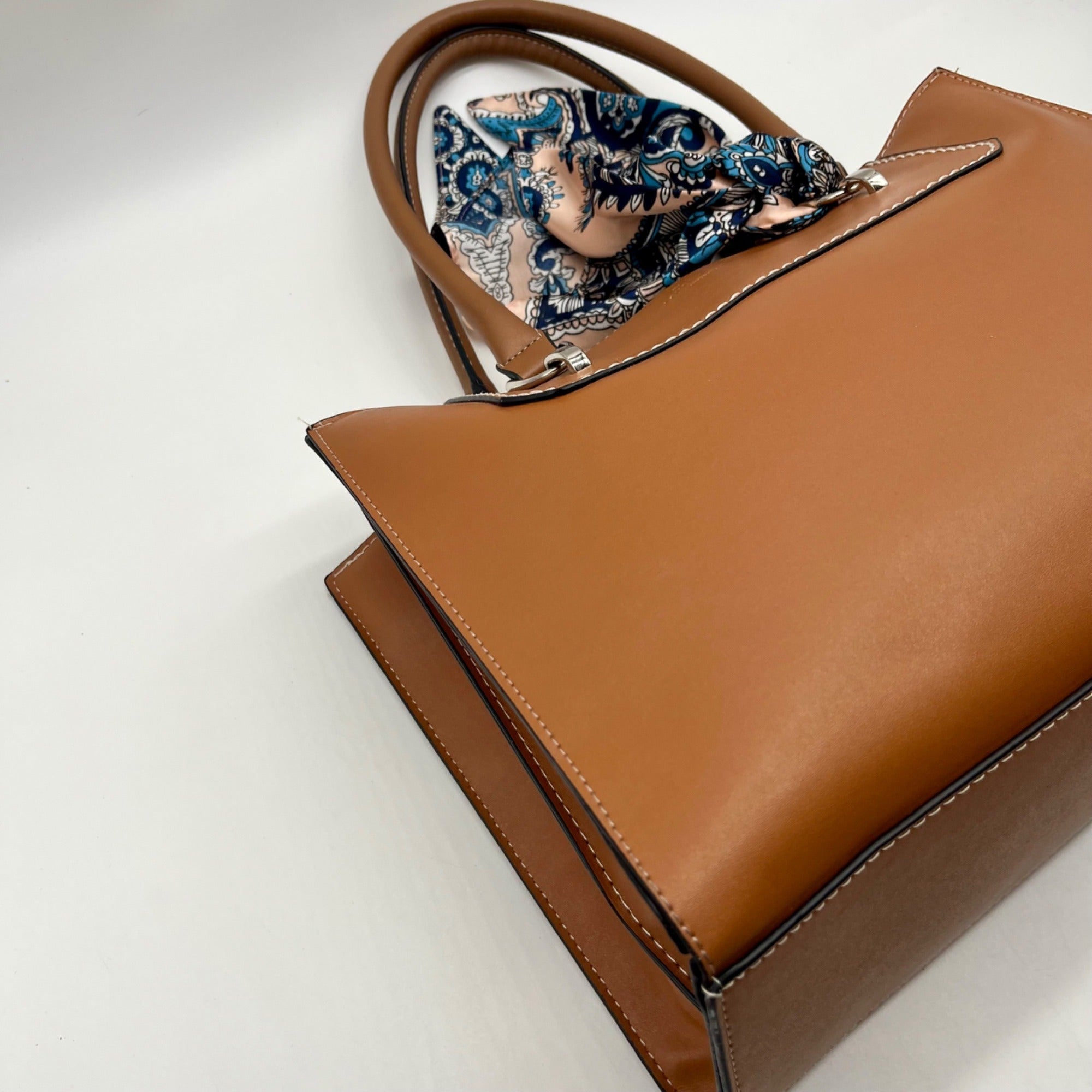 London Fog Brown Belmont Satchel Bag with Removable Paisley