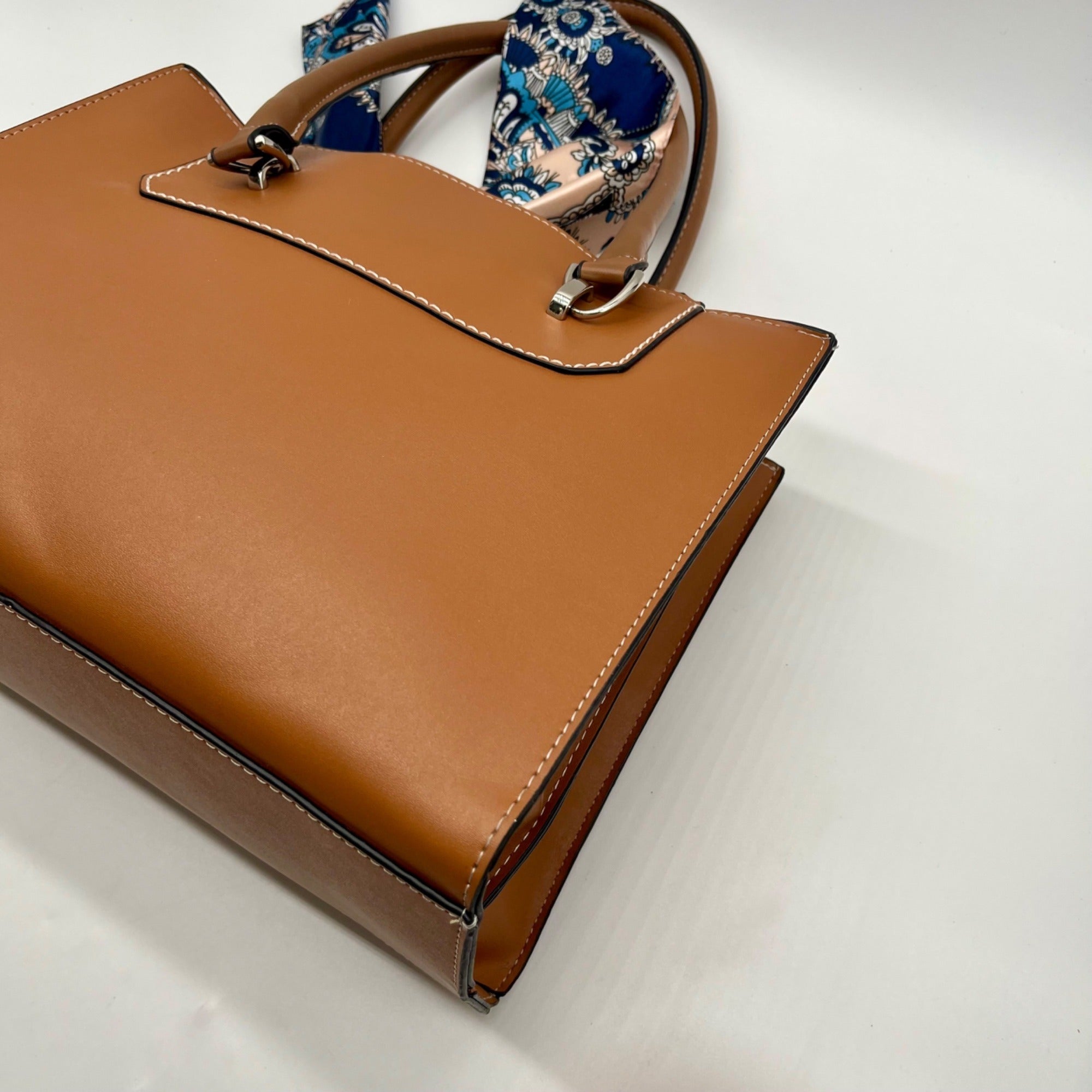 London Fog Brown Belmont Satchel Bag with Removable Paisley