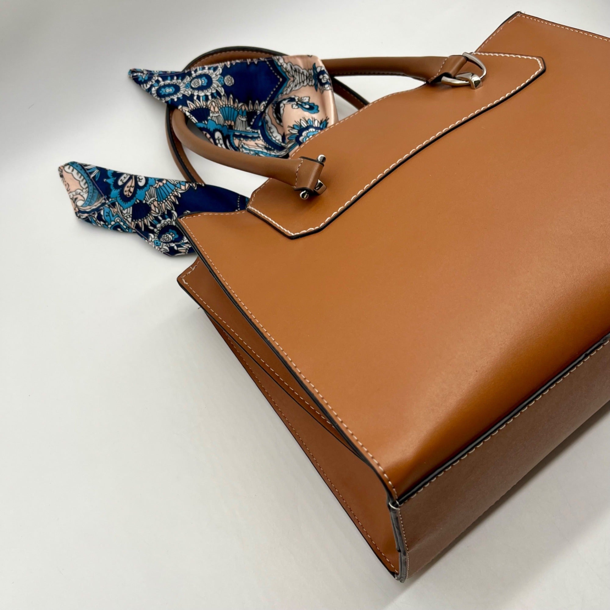 London Fog Brown Belmont Satchel Bag with Removable Paisley