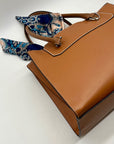 London Fog Brown Belmont Satchel Bag with Removable Paisley