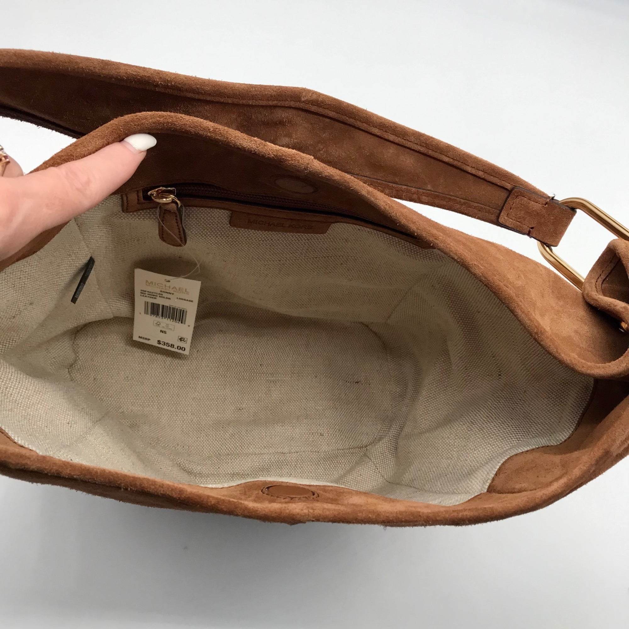 Michael Kors Brown Suede Sony Shopper Shoulder Bag