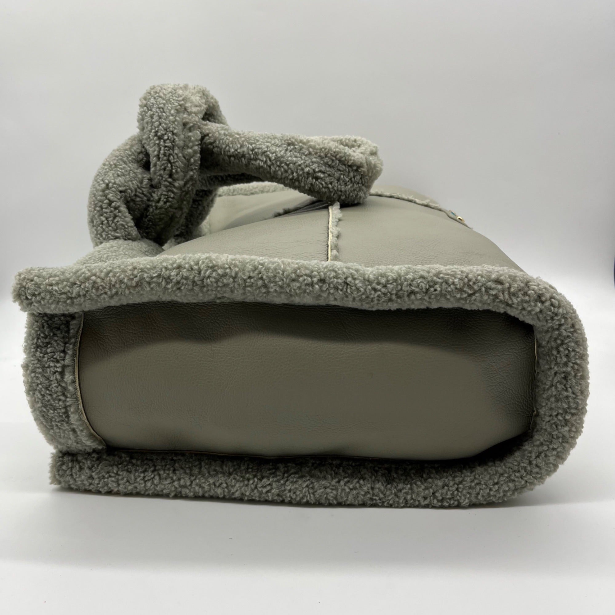 Like Dreams Grey Everyday Faux Leather Sherpa Tote Bag