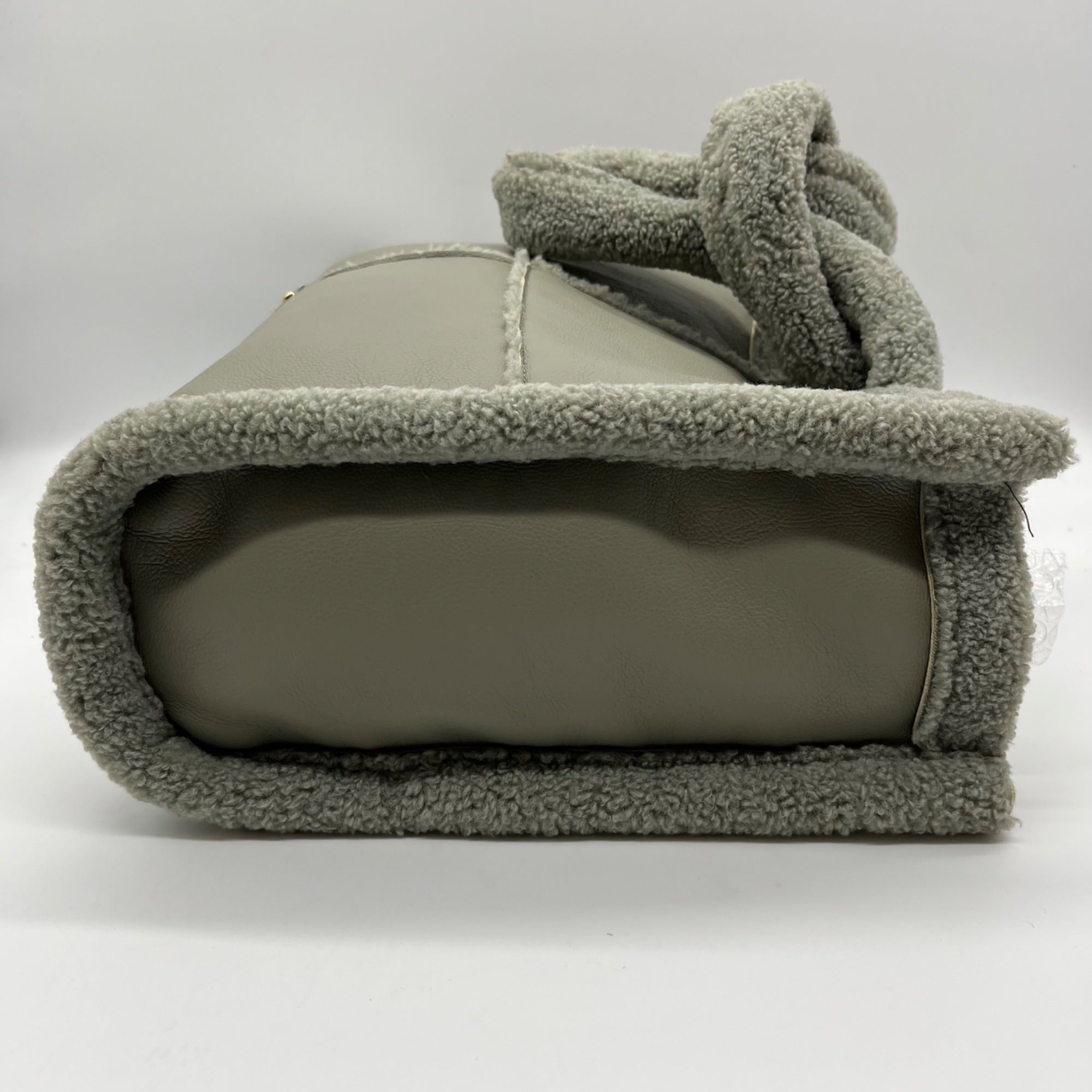 Like Dreams Grey Everyday Faux Leather Sherpa Tote Bag