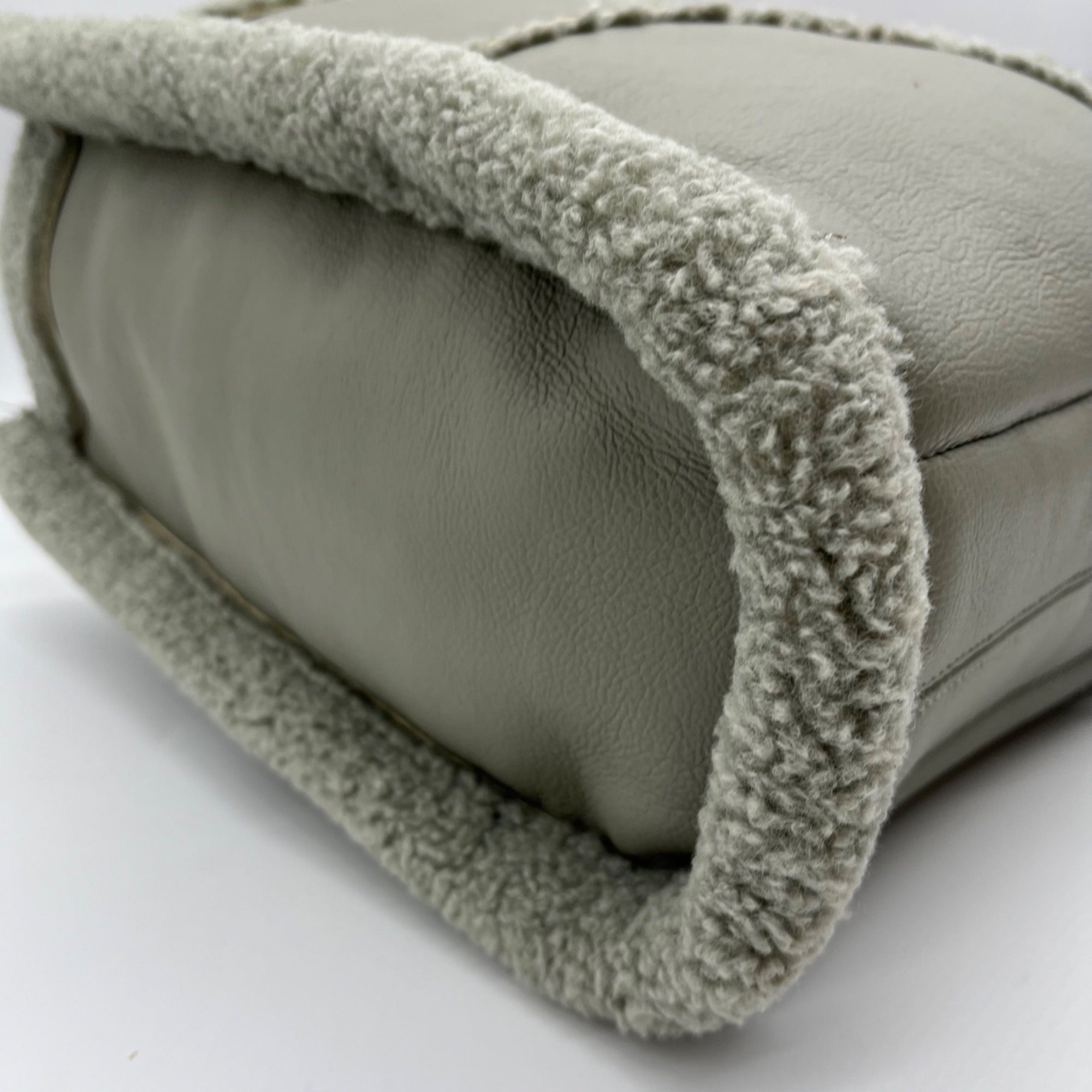 Like Dreams Grey Everyday Faux Leather Sherpa Tote Bag