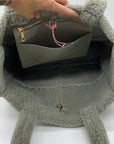 Like Dreams Grey Everyday Faux Leather Sherpa Tote Bag
