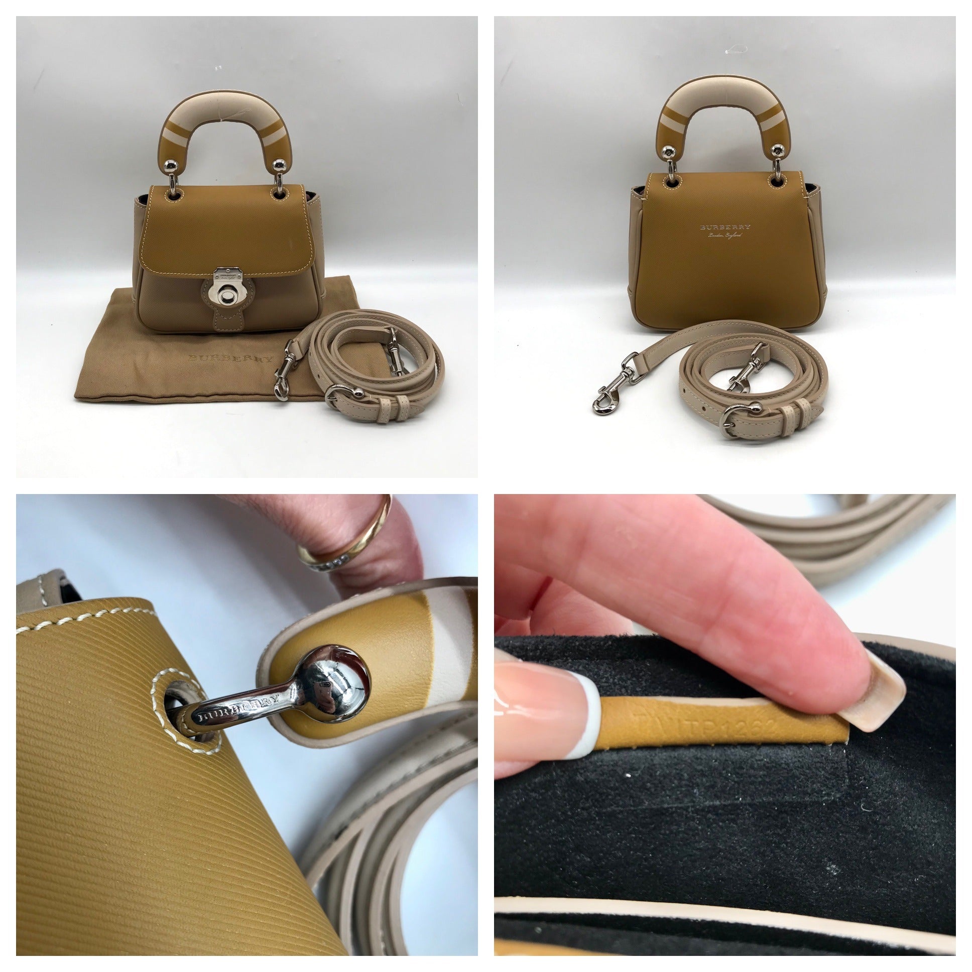Burberry Beige Leather DK88 Top Handle Crossbody Bag